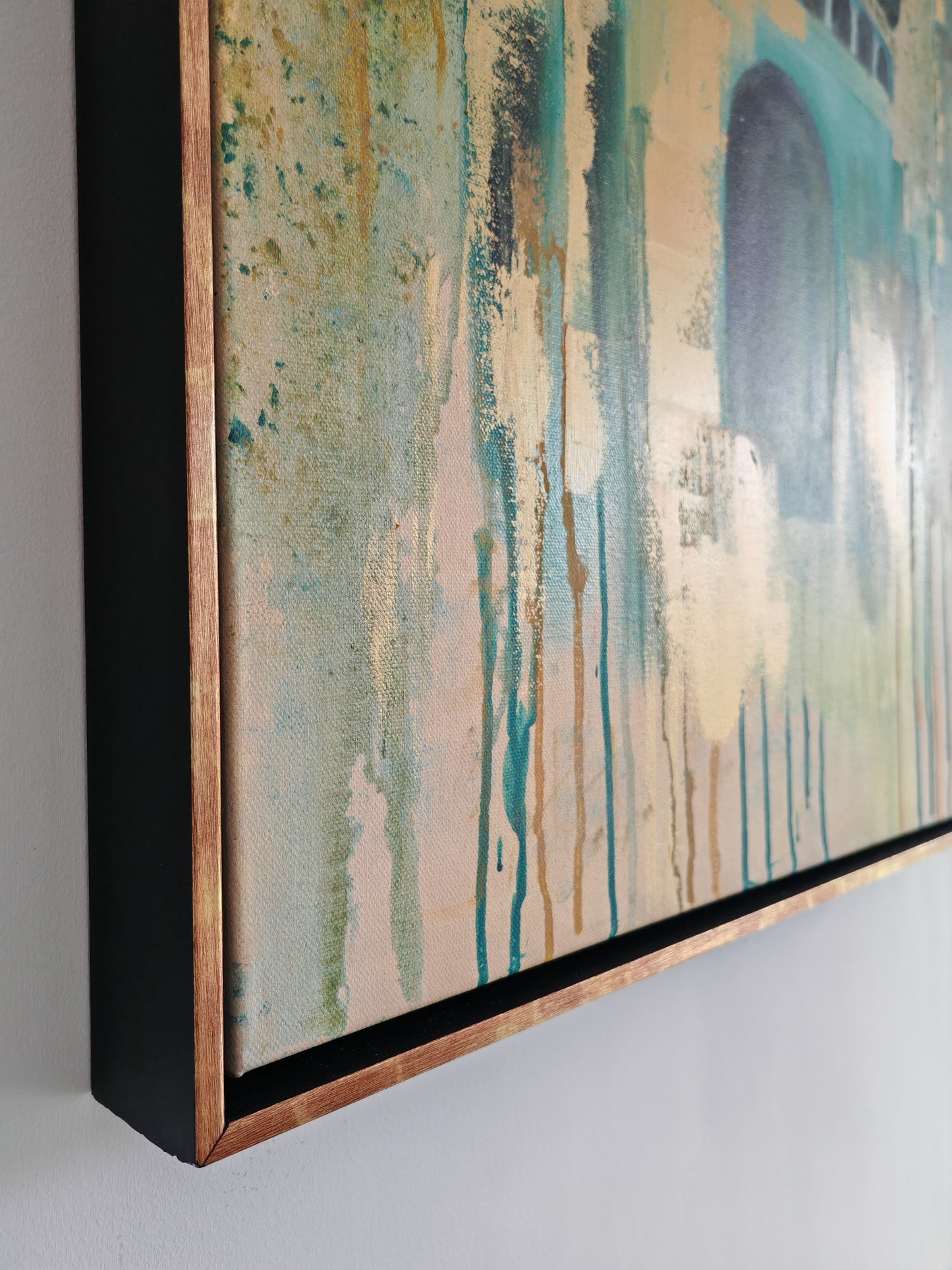 Turquoise Drips Canvas Frame