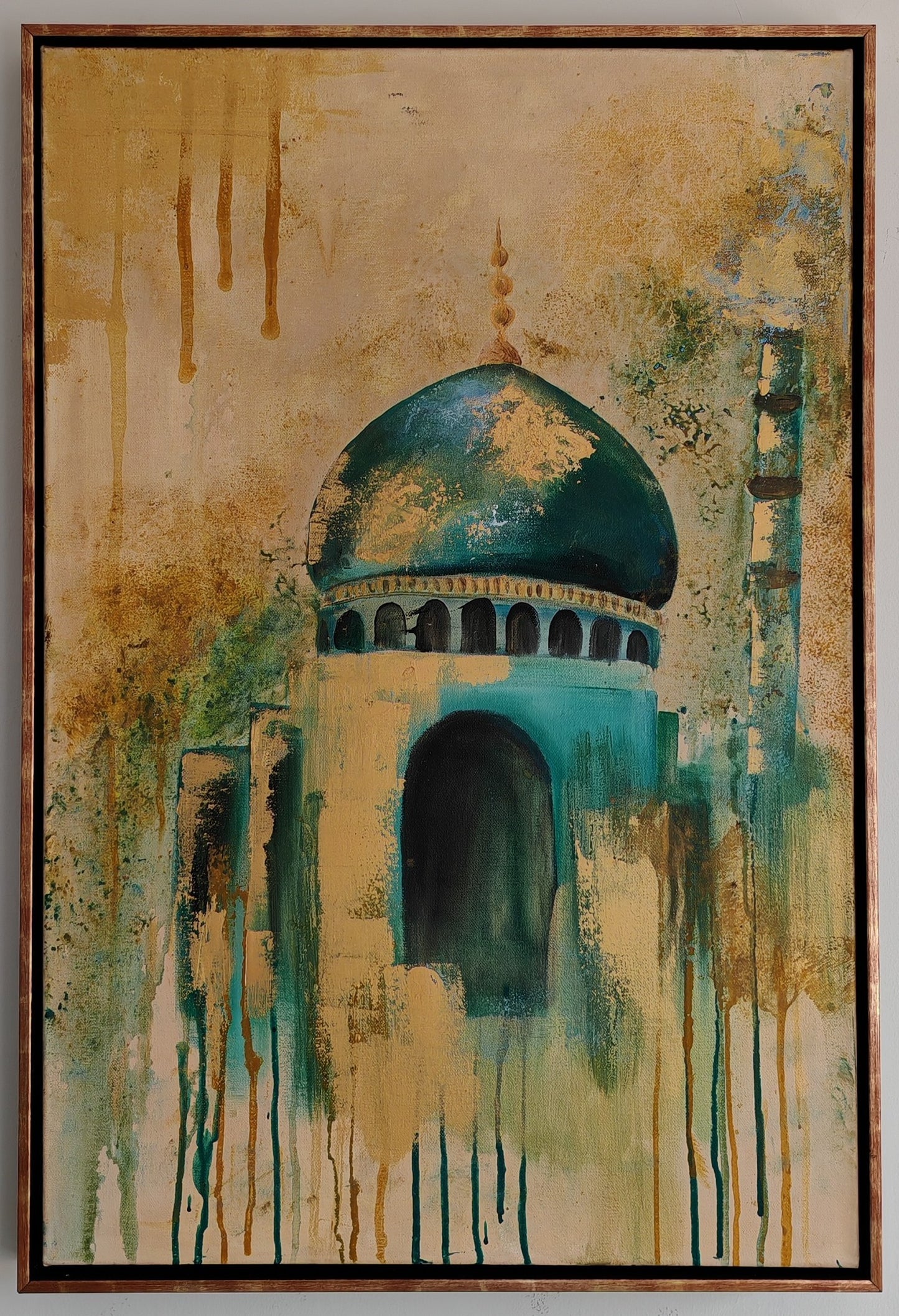 Turquoise Drips Canvas Frame